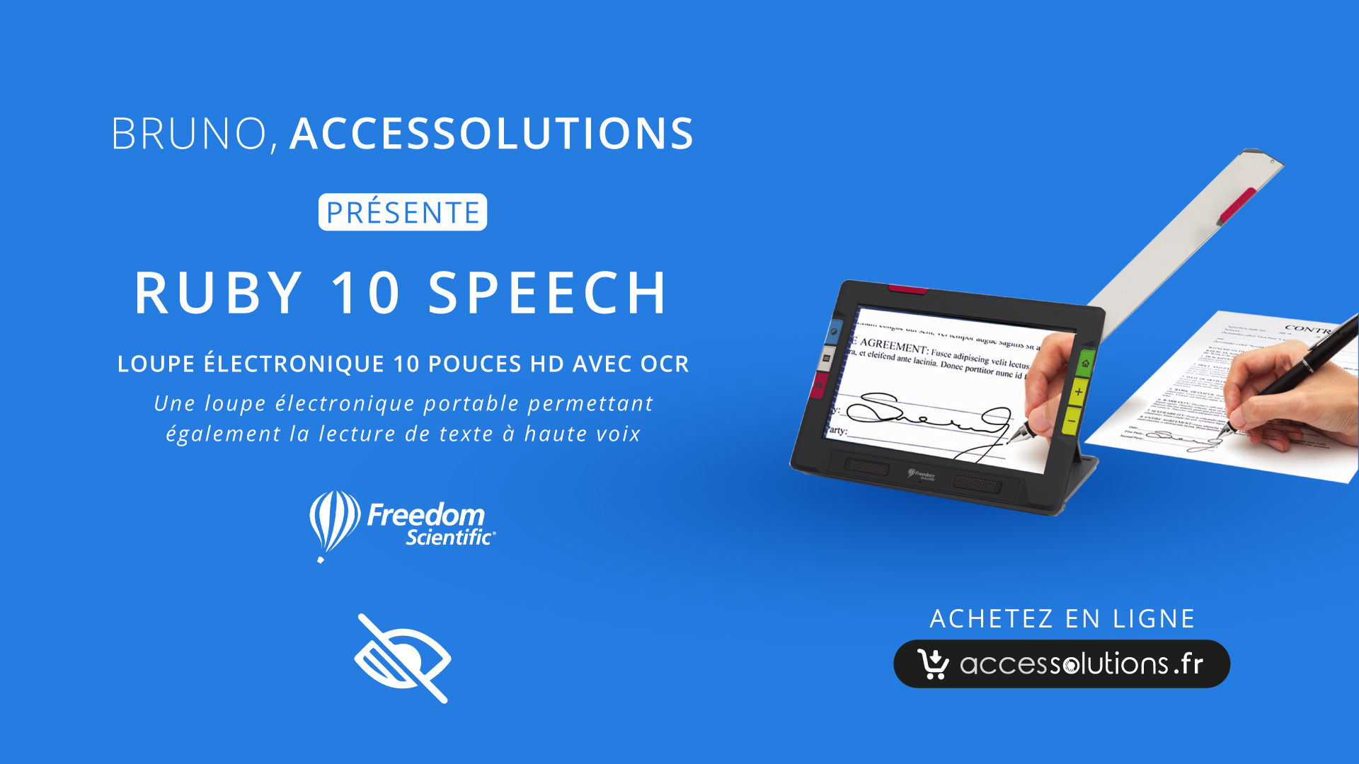 Nouvelle vidéo : Loupe électronique Vocale Ruby 10 - Accessolutions