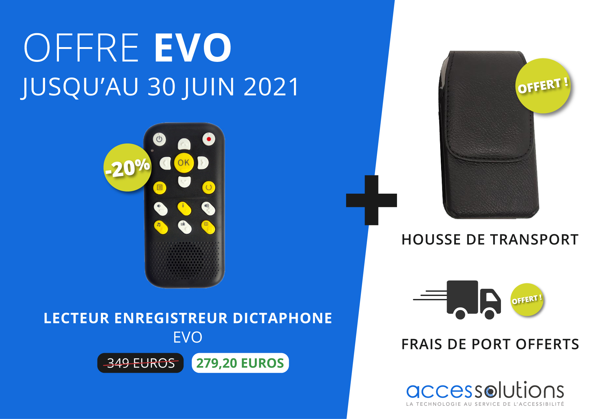 OFFRE sur lecteur enregistreur dictaphone vocalisé EVO