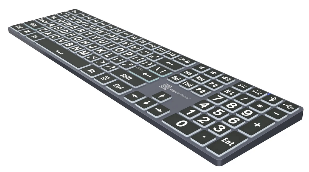 Clavier XL Print Titan gros caractères rétroéclairé fond noir PC ou MAC
