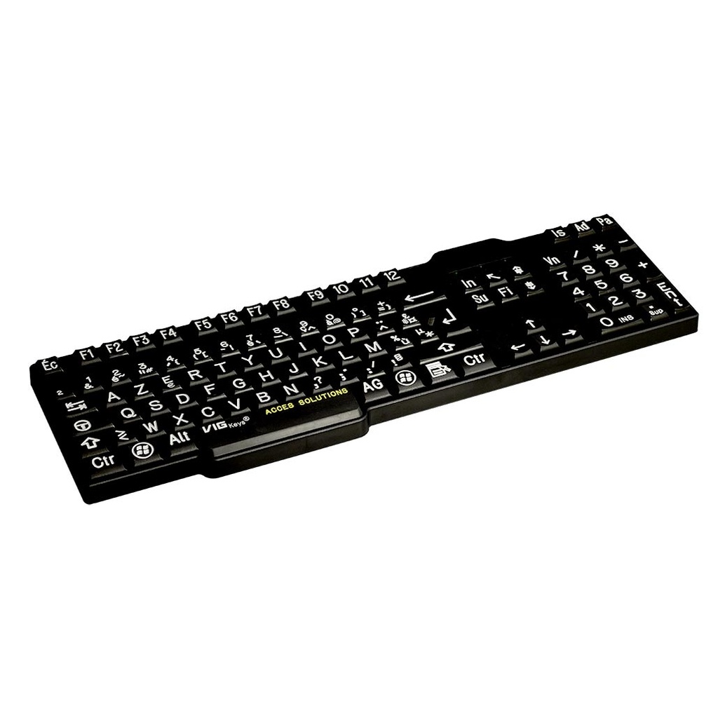 Clavier gros caractères VIG KEYS fond Noir avec sérigraphie blanche gravée