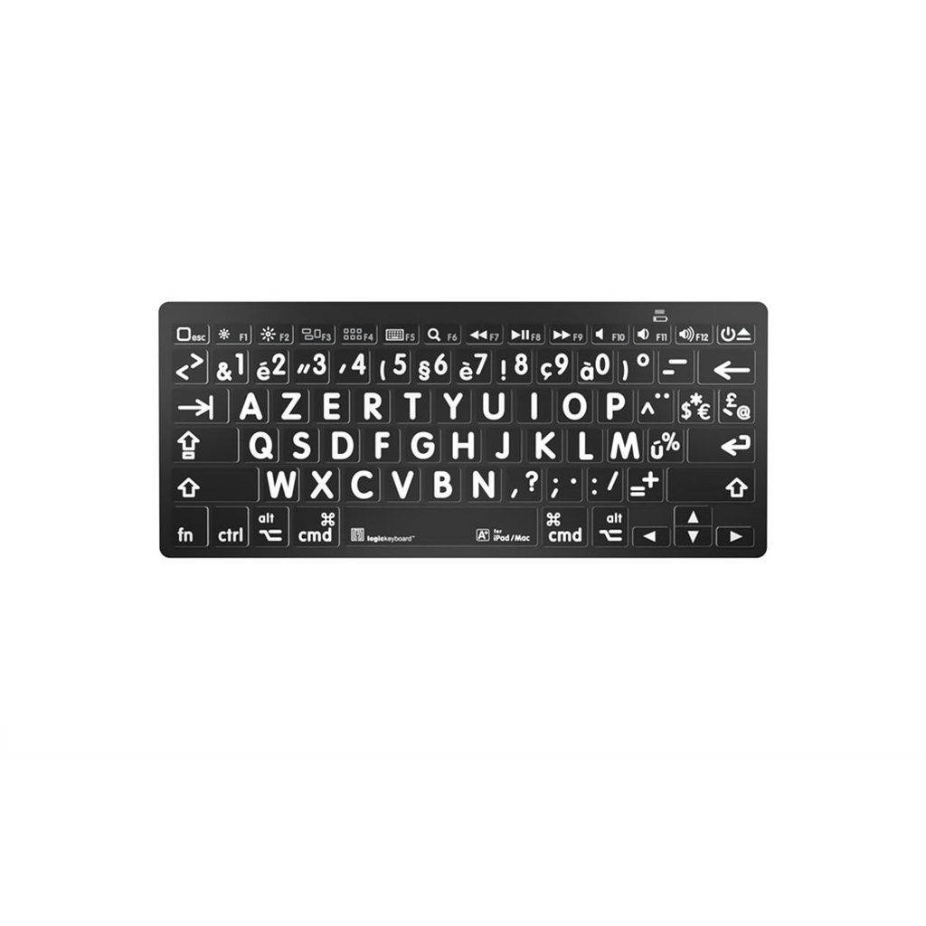 Logickeyboard Clavier XL Print Bluetooth Mini-Lettre Noire fond Blanc